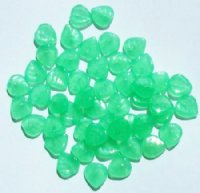 50 9mm Milky Jadeite Opal Leaf Beads